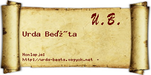 Urda Beáta névjegykártya